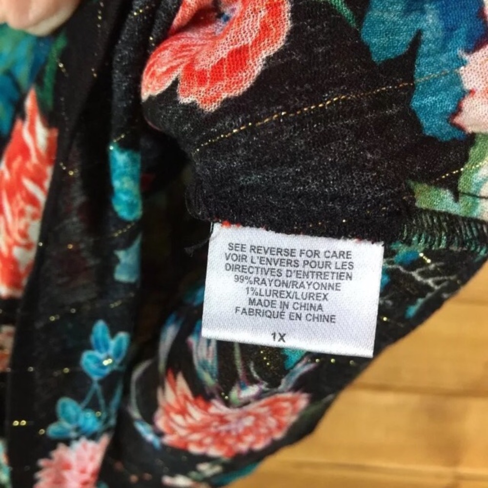 NWT H.I.P Women’s 1X floral blouse wrap tie waist - Picture 4 of 6